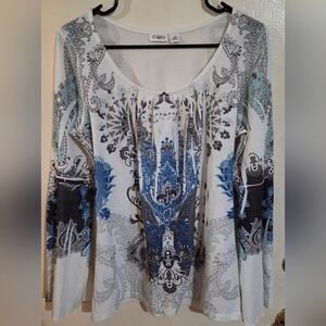 Cato Y2K Blingy Rhinestone Bell Sleeve Long Sleeve Top Size M